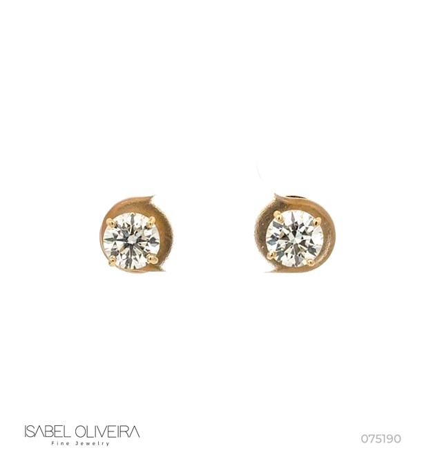 80-BRINCO Solitario 2 Brilhantes 1,60CT G VS2 2,36G Ouro Amarelo 18K - Egl 1701783936/1701774330 - Coleçao Only You