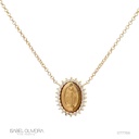 Colar Oval Nossa Senhora das Graças 12,70X15,40MM 24 Brilhantes 0,32CT G VS1 45CM 4,23G Ouro Amarelo 18K - Coleçao Fe Santos