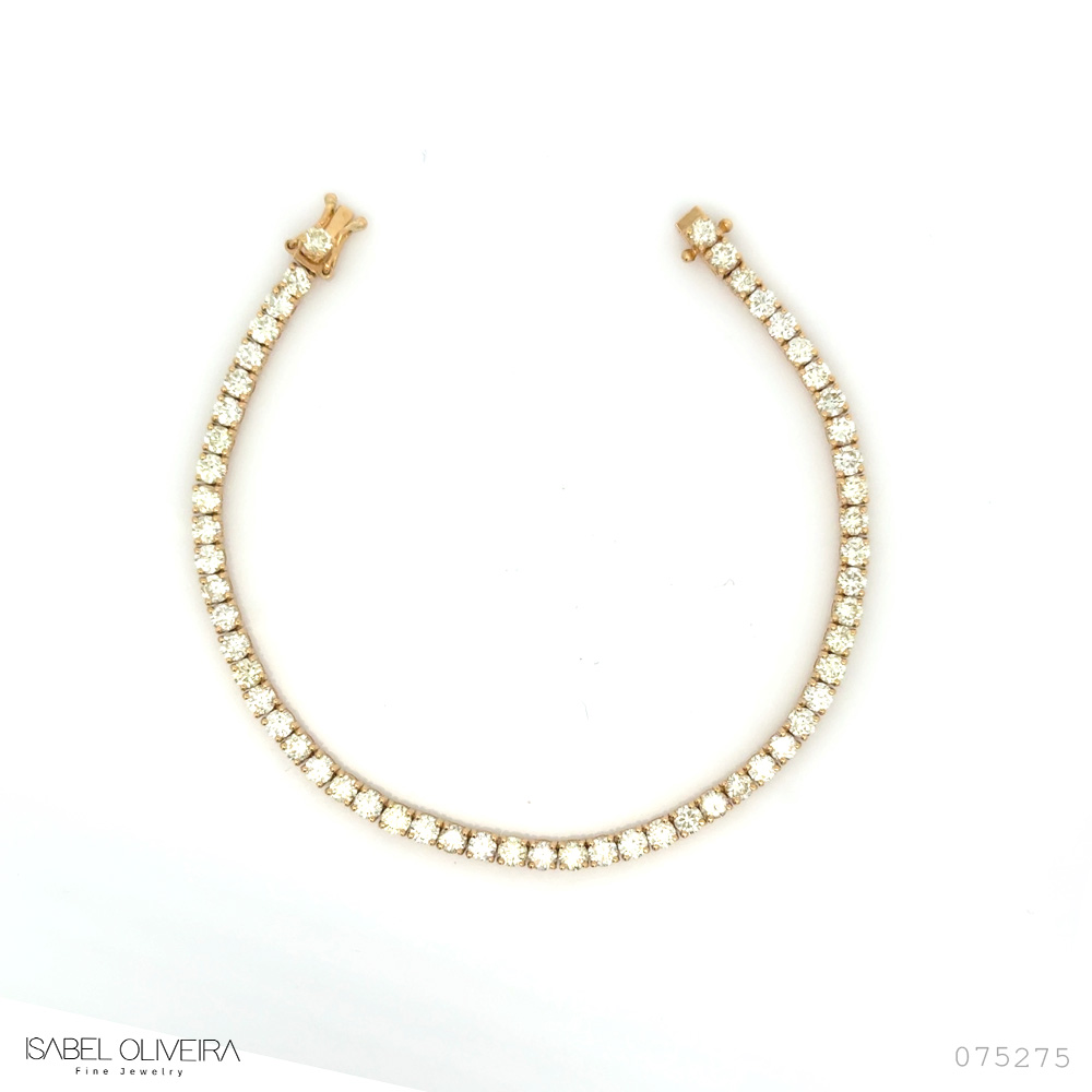 [075275] 9-Pulseira Riviera 56 Brilhantes 5,21ct 17cm 8,42g Ouro Amarelo 18k - Coleção Rivieras