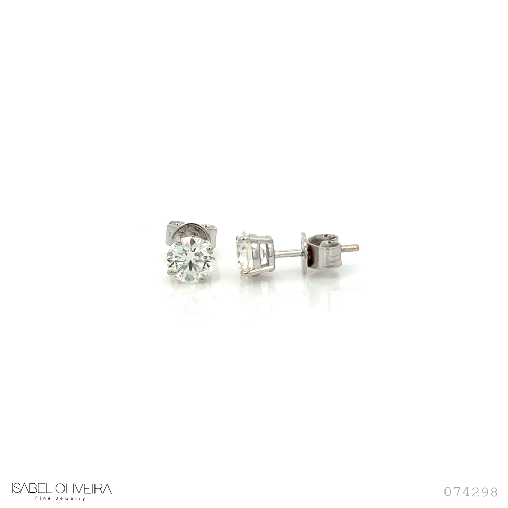 70-BRINCO SOLITARIO 2 BRILHANTES 1,40CT 1,70G G VS2 OURO BRANCO 18K - COLEÇAO ONLY YOU