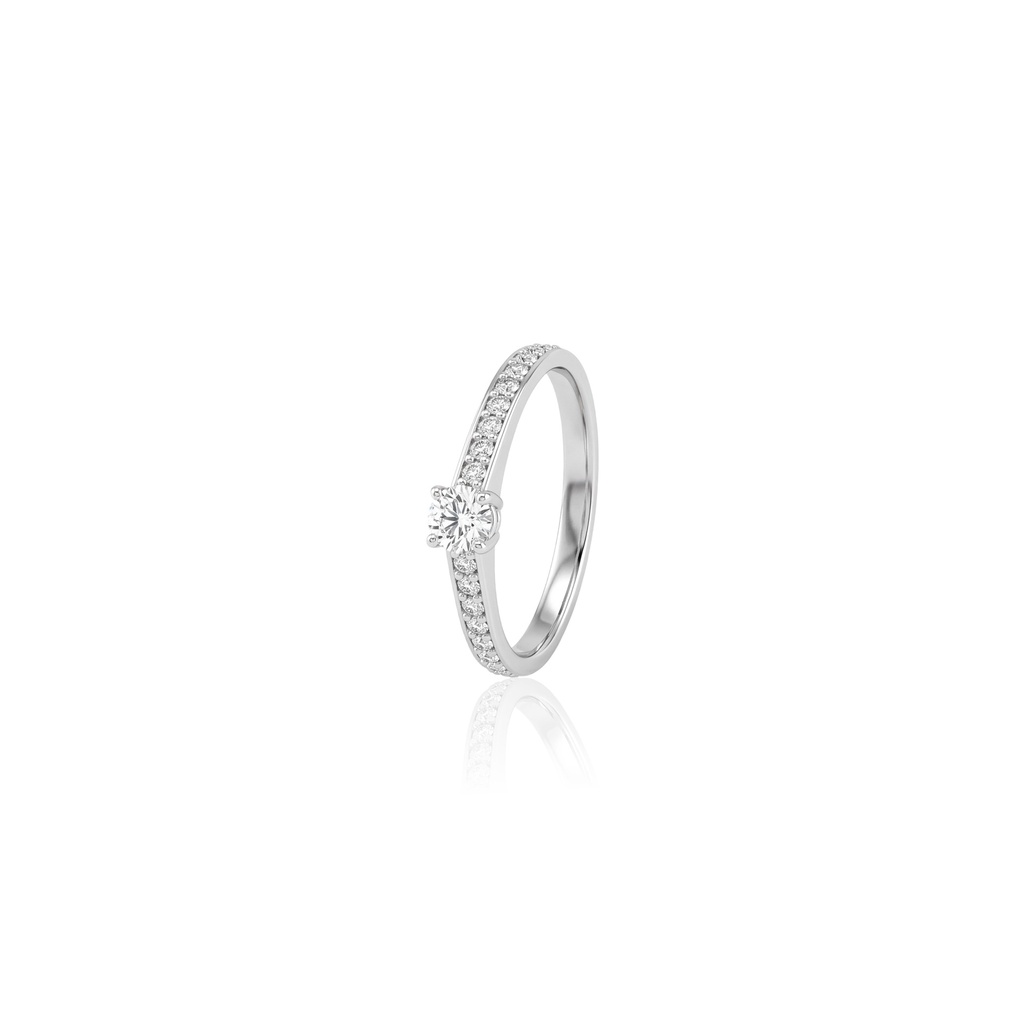 [077562] 20-Anel Solitário Brilhante 0,23ct H VS2 16 Brilhantes 0,14ct H VS2 2,70g Ouro Branco 18k - Coleção Only You