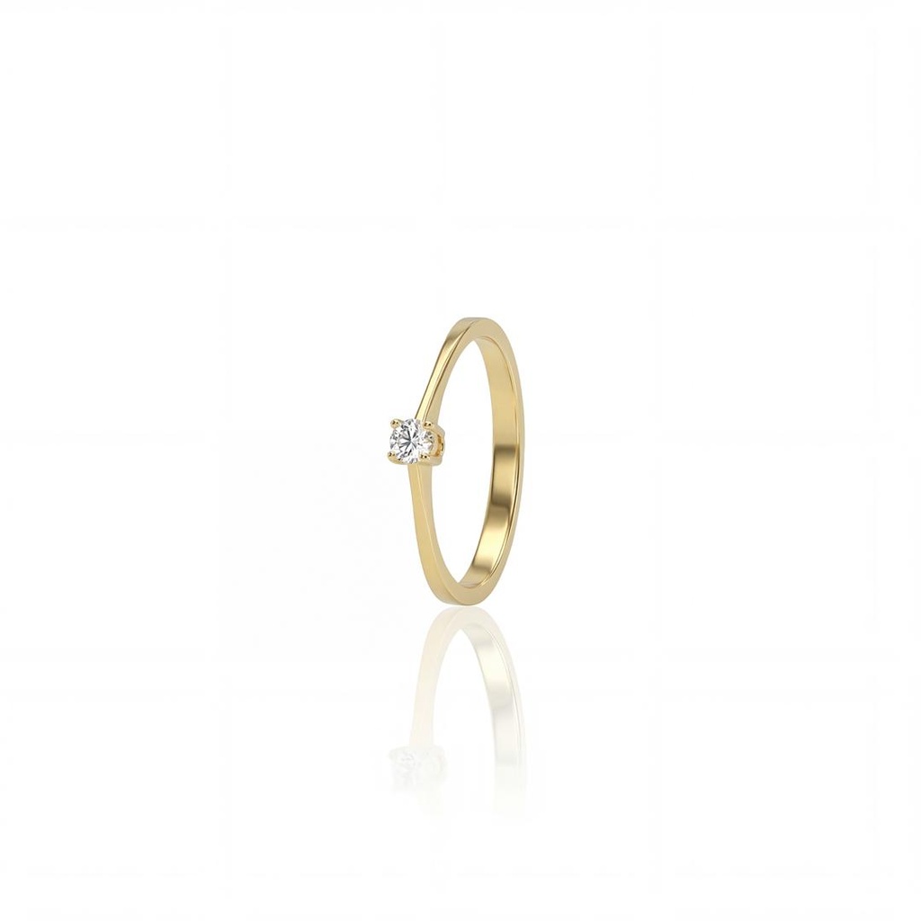 10-Anel Solitário Fio Batido 1 Brilhante 0,12ct H VS2 2,14g Ouro Amarelo 18k - Coleção Only You