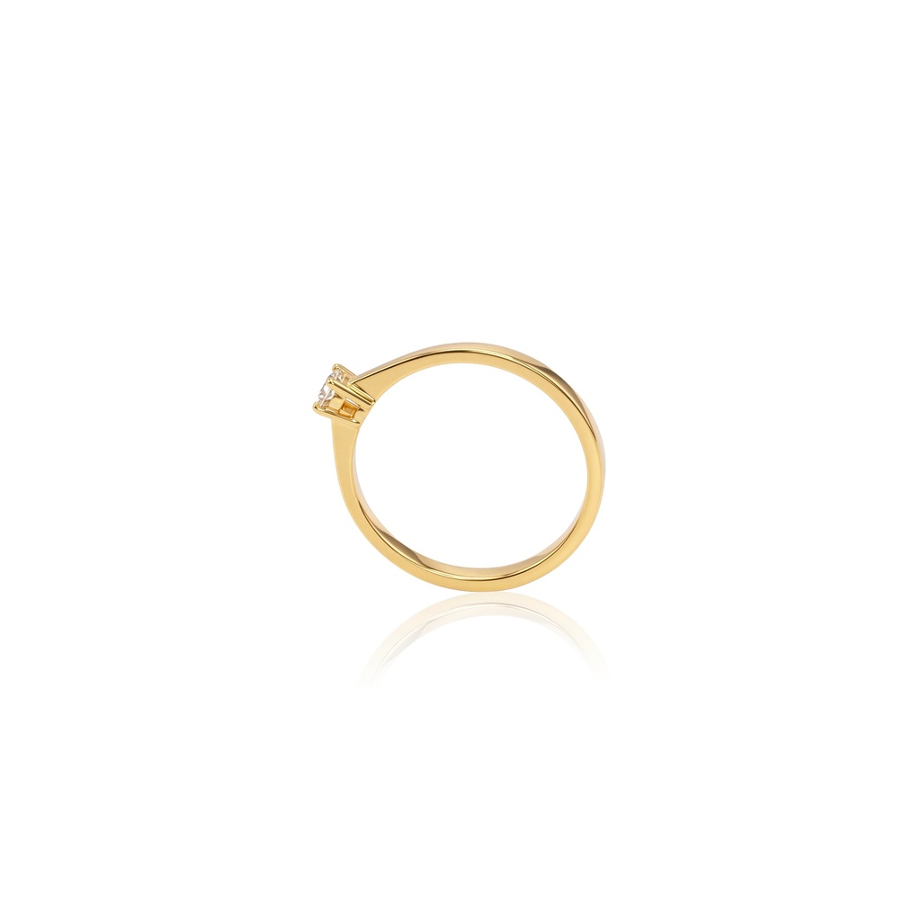 [077565] 10-Anel Solitário Fio Batido 1 Brilhante 0,12ct H VS2 2,14g Ouro Amarelo 18k - Coleção Only You