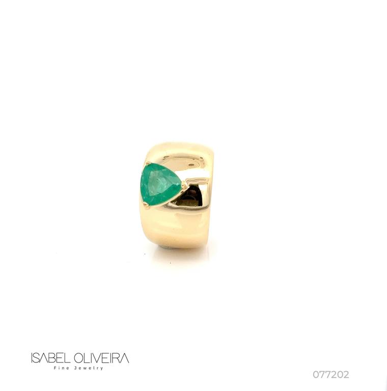 [077202] Anel 1 Esmeralda Brasileira Trillion 1,68ct em Ouro Amarelo 18k
