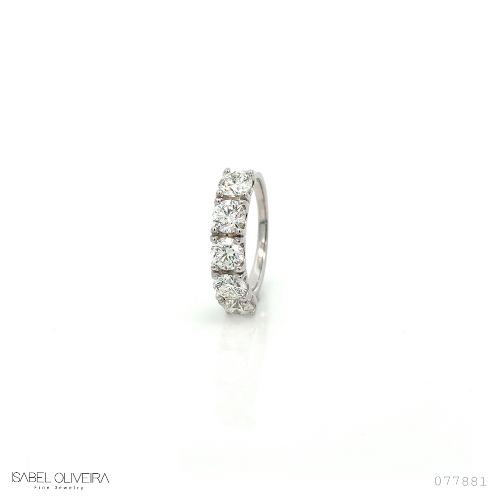 50-MEIA Aliança 5 Brilhantes 2,52CT G VS1/VS2/VVS1/VVS2 5,75G Ouro Branco 18K - Certificado Egl 1701937735/ 1701940325/1701942024/1701938534/1701955432 - Coleçao Soulmates