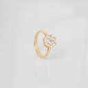 Anel Botão 10mm com 7 Diamantes 0,82ct em Ouro Amarelo 18k