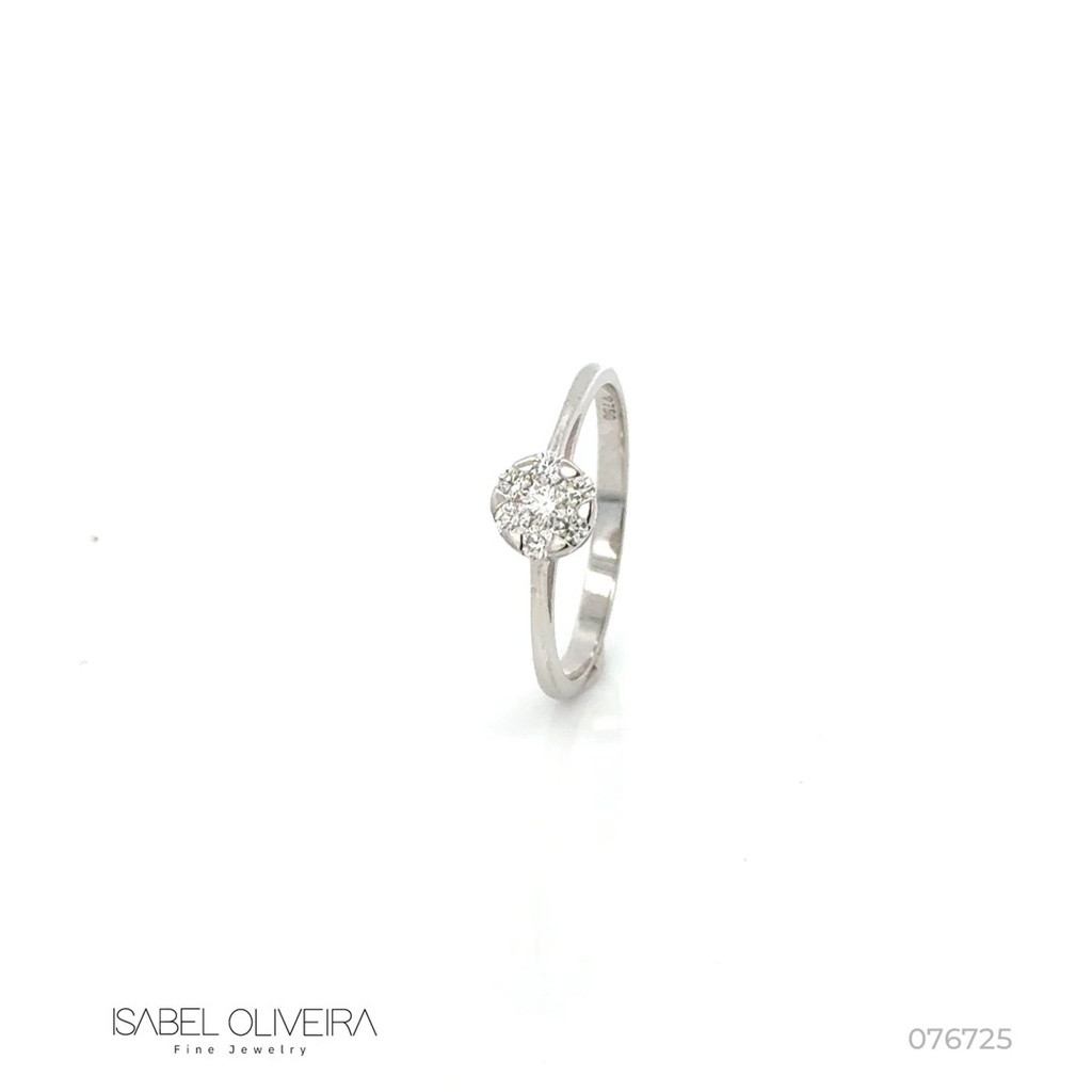ANBOT6BP-ANEL Botao 6MM 7 Brilhantes 0,22CT  H VS2 1,80G Ouro Branco 18K - Coleçao Botao