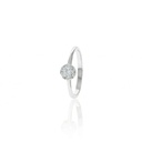 Anel Botão 6mm com 7 Diamantes 0,22ct em Ouro Branco 18k