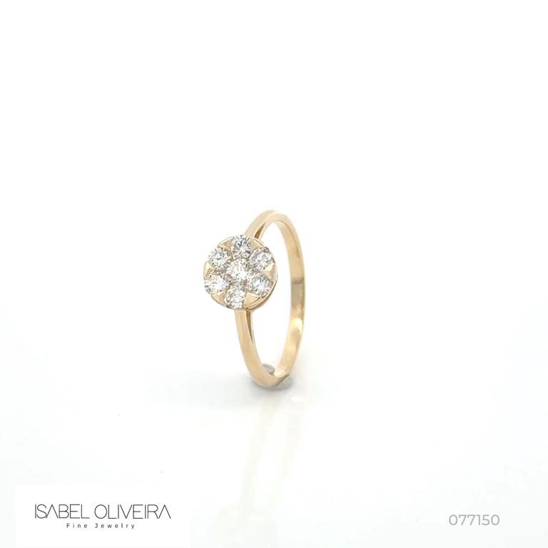 ANBOT8AM-ANEL Botao 8,13MM 7 Brilhantes 0,54CT H VS2 2,18G Ouro Amarelo 18K - Coleçao Botao
