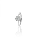 Anel Botão 8,13mm com 7 Diamantes 0,56ct em Ouro Branco 18k