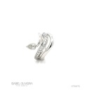 Anel 2 Aros Lisos 1 Diamante Gota 0,44CT 17 Brilhantes 0,40CT 7,23G Ouro Branco 18K - Coleçao Laisa