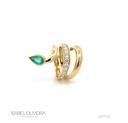 Anel 2 Aros Lisos Esmeralda Brasileira Gota 0,70CT 13 Brilhantes 0,65CT H VS2 6,80G Ouro Amarelo 18K - Coleçao Brazilian Emerald