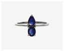 Anel 2 Safiras Gota e Oval 0,82CT 2,10G Ouro Branco 18K - Coleçao Thalassa