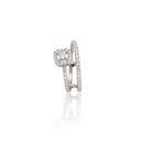 ANEL 2 VOLTAS 1 DIAMANTES PRINCESS 0,17CT 42 BRILHANTES 0,56CT H VS2 2,76G OURO BRANCO 18K - COLEÇAO LAISA