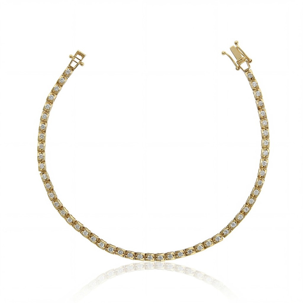 [075328] 1-Pulseira Riviera 51 Brilhantes 0,81ct 17cm 4,45g Ouro Amarelo 18k - Coleção Rivieras