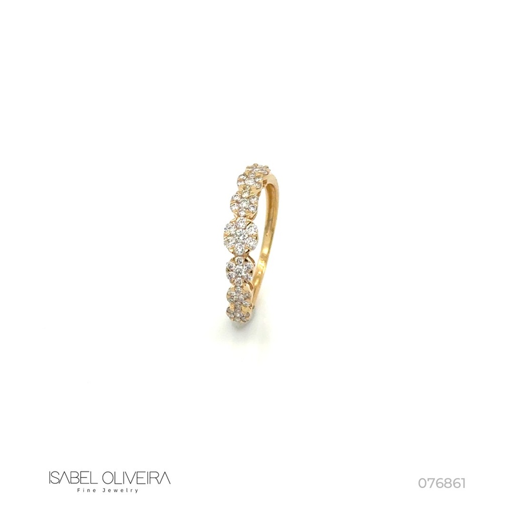 Anel 7 Botoes 49 Brilhantes 0,37CT 1,57G Ouro Amarelo 18K - Coleçao Botao