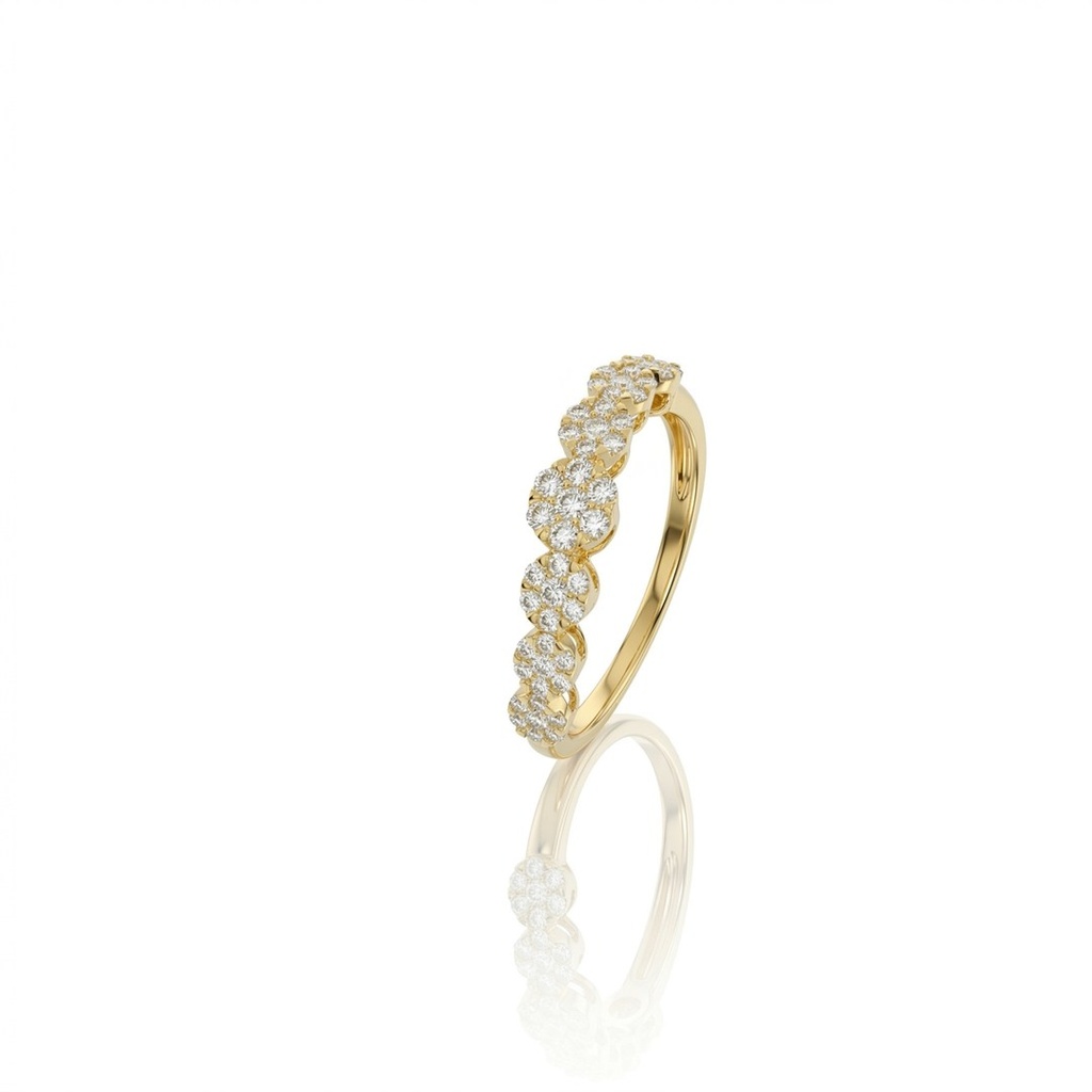 [076861] Anel Botão com 49 Diamantes 0,37ct em Ouro Amarelo 18k