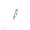Anel 7 Botoes 49 Brilhantes 0,38CT 1,56G Ouro Branco 18K - Coleçao Botao
