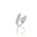 Anel Aberto 1 Diamante Gota 0,28ct 34 Brilhantes 0,82ct 2,88g Ouro Branco 18k - Coleção Laisa