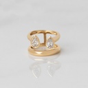 Anel Aberto 2 Aros 2 Diamantes Gota 1,08CT 5,18G Ouro Amarelo 18K - Coleçao Laisa