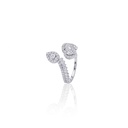 Anel Aberto 2 Diamantes Gotas 0,17ct 66 Brilhantes 0,82ct H VS2 2,91g Ouro Branco 18k - Coleção Laisa