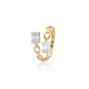 ANEL ABERTO ELOS 6 DIAMANTES BAGUETES 0,22CT 12 BRILHANTES 0,11CT 2,19G OURO AMARELO E BRANCO 18K - COLEÇAO ONASSIS