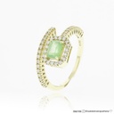 Anel Aberto Esmeralda Colombiana Octogonal 0,65CT 43 Brilhantes 0,51CT G VS1 3,84G Ouro Amarelo 18K - Coleçao Colombia Emerald