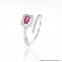 Anel Aberto Rubelita Antique 0,64CT 42 Brilhantes 0,51CT H VS2 3,69G Ouro Branco 18K - Coleçao Rubelita