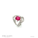 Anel 1 Rubelita Oval 2,90ct com Diamantes em Ouro Branco 18k