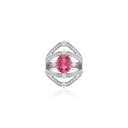 Anel 1 Rubelita Oval 2,90ct com Diamantes em Ouro Branco 18k