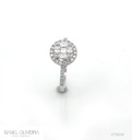 Anel Botão com 5 Diamantes 0,44ct em Ouro Branco 18k