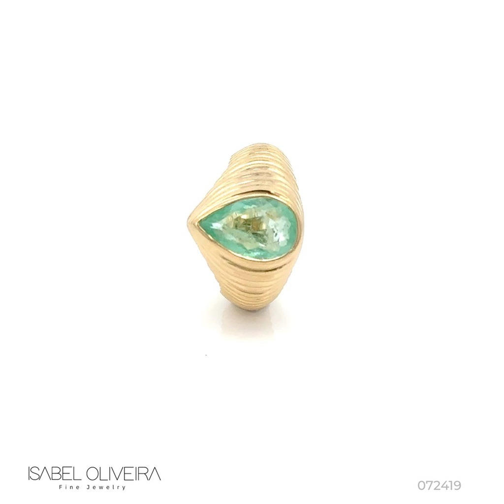 Anel Camadas Esmeralda Colombiana 2,17CT Ouro Amarelo 8,94G - Coleçao Colombia Emerald
