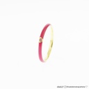 Anel Cerâmica Rosa 1 Brilhante Central Rosa 0,01ct 1,40gr Ouro Amarelo 18k - Coleção Day