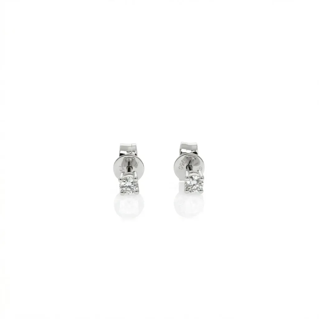 10-BRINCO Solitario 2 Brilhantes 0,20CT G VS1 1,42G Ouro Branco 18K - Coleçao Only You