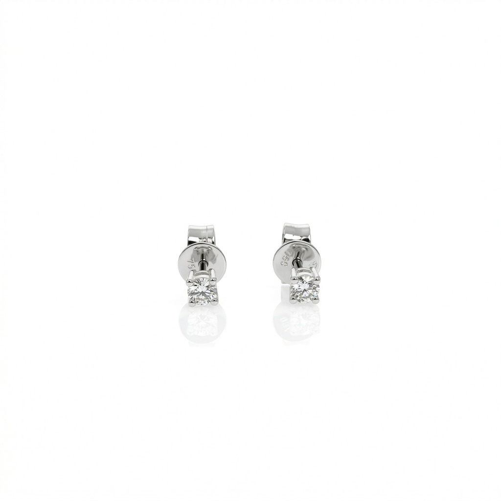 10-Brinco Solitário 2 Brilhantes 0,20ct g VS1 1,42g Ouro Branco 18k - Coleção Only You