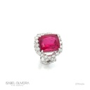 Anel 1 Rubelita Antique 11,85ct com Diamantes em Ouro Branco 18k