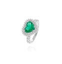 ANEL CLASSICO ESMERALDA BRASILEIRA CORAÇAO 1,69CT 60 BRILHANTES 0,95CT H VS2 5,07G OURO BRANCO 18K - COLEÇAO BRAZILIAN EMERALD