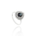 Anel Classico II Safira Azul Gota 1,20CT 39 Brilhantes 0,69CT H/i SI2 4,90G Ouro Branco 18K - Coleçao Thalassa