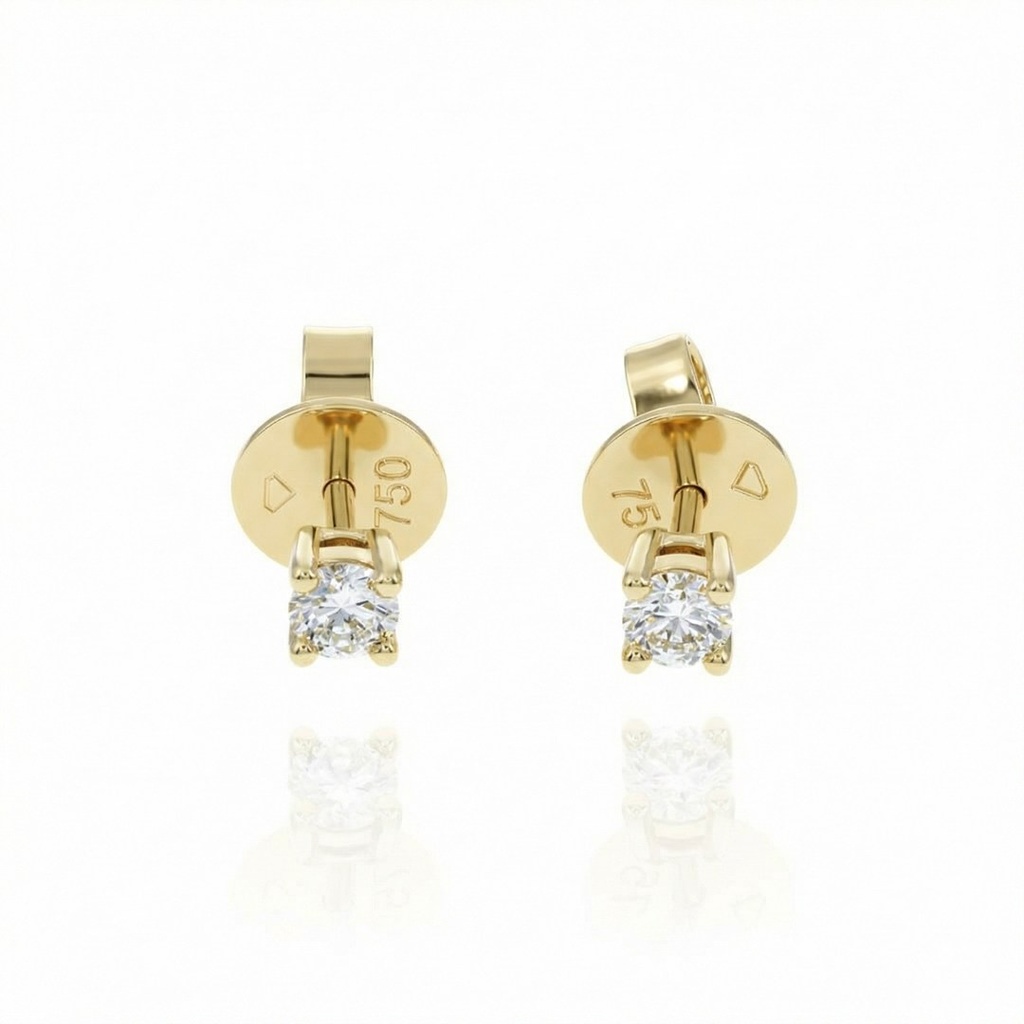 10-Brinco Solitário 2 Brilhantes 0,21ct g VS1 1,38g Ouro Amarelo 18k - Coleção Only You