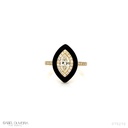 Anel com Agata 1,62CT 1 Diamante Navete 0,54CT 30 Brilhantes 0,35CT 3,60G Ouro Amarelo 18K - Coleçao