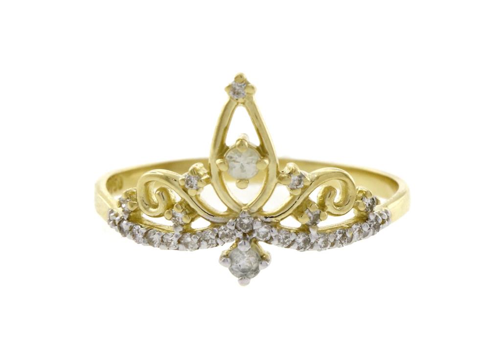 Anel Coroa Brilhantes 0,11ct 1,80g Ouro Amarelo 18k - Coleção Sweet