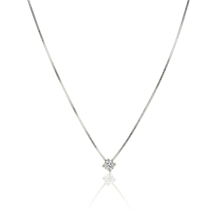 10-Colar Ponto de Luz Brilhante 0,10ct g VS1 Corrente Veneziana 45cm 1,35g Ouro Branco 18k - Coleção Only You