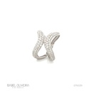 Anel Cruzado 134 Brilhantes 1,31CT H VS2 5,42G Ouro Branco 18K - Coleçao Pave