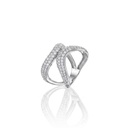 Anel Cruzado 134 Brilhantes 1,31ct H VS2 5,42g Ouro Branco 18k - Coleção Pavê