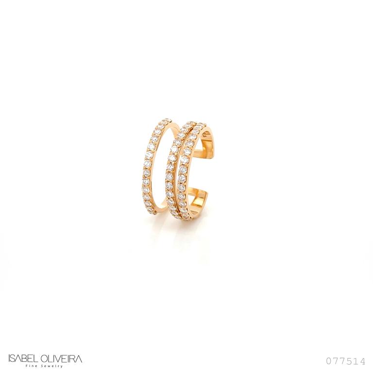 Anel Dedinho 45 Brilhantes 0,77CT H VS2 3,74G Ouro Amarelo 18K - Coleçao Laisa