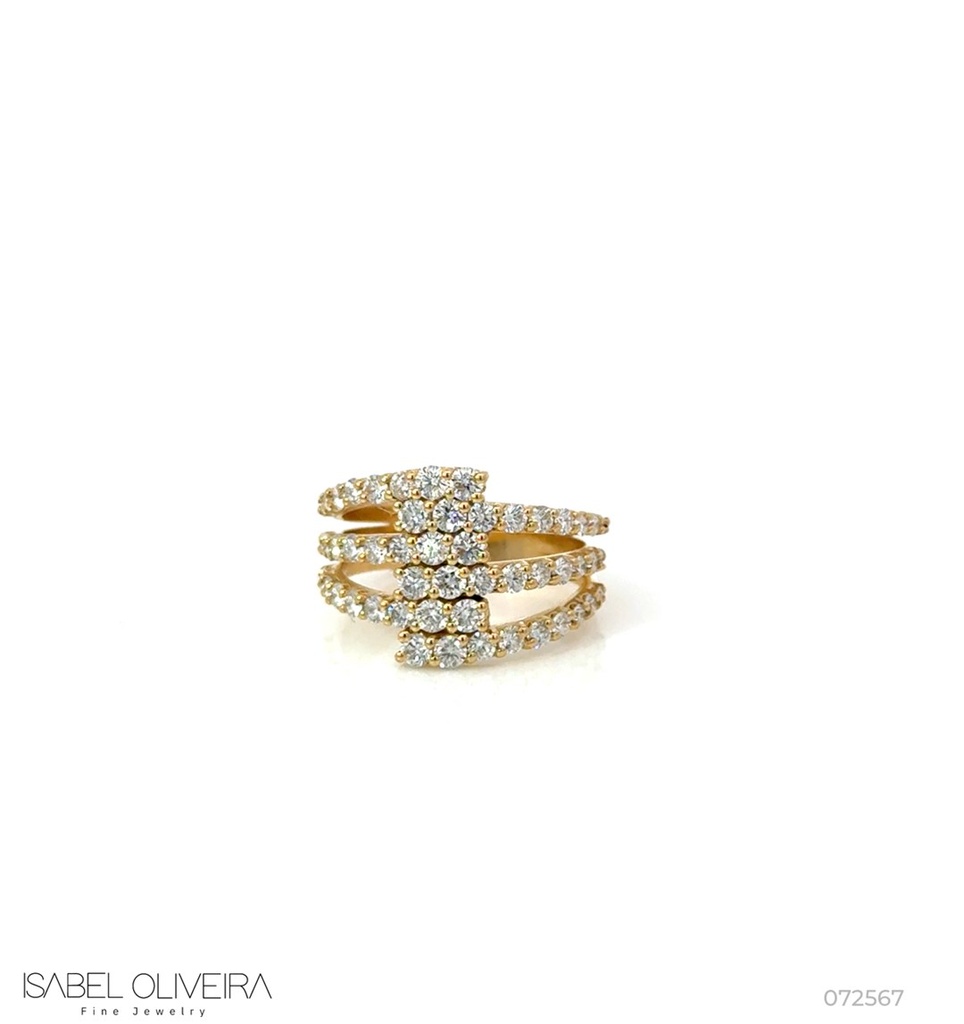 [072567] Anel Dedinho 6 Aros Cravados Degradê 54 Brilhantes 1,21ct g VS1 3,96g Ouro Amarelo 18k - Coleção Laisa