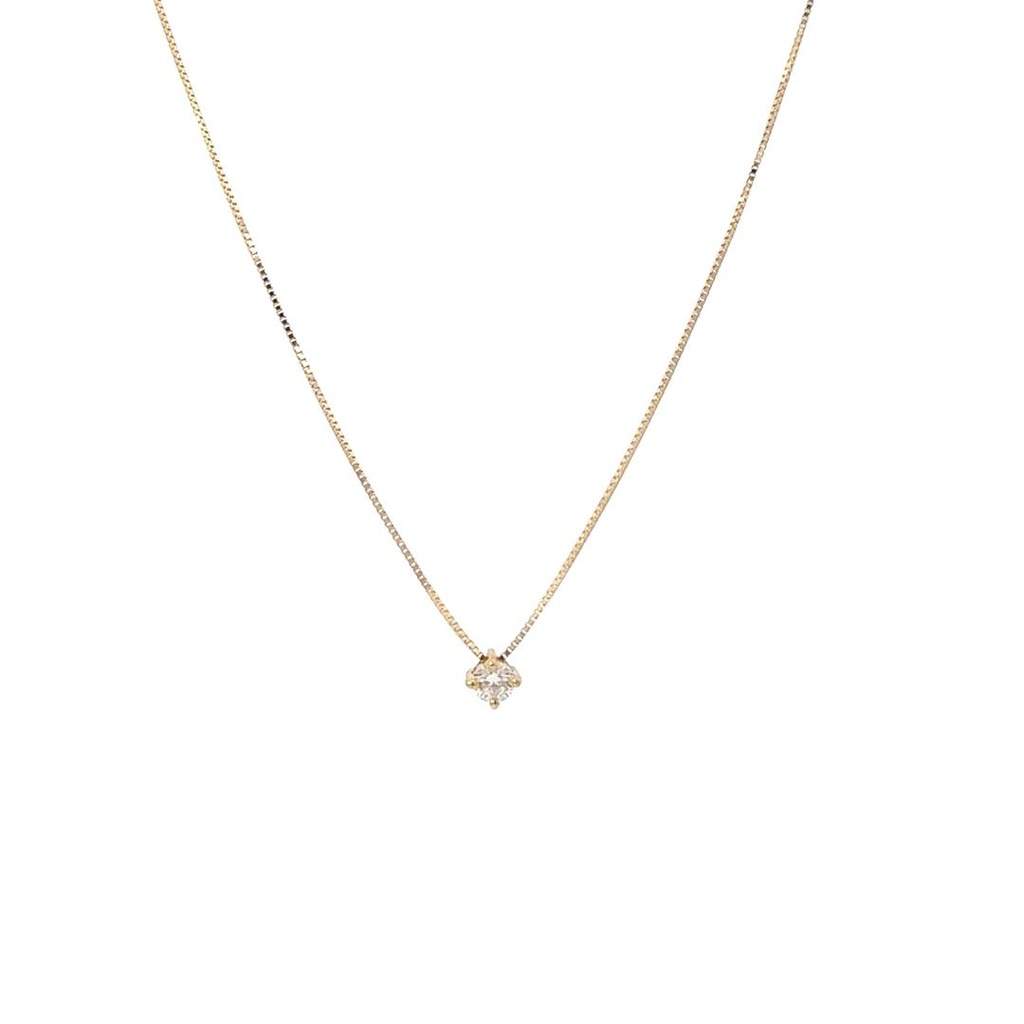 10-Colar Ponto de Luz Brilhante 0,11ct H VS2 Corrente Veneziana 45cm 1,52g Ouro Amarelo 18k - Coleção Only You