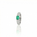 Anel 1 Esmeralda Brasileira Octogonal 0,57ct com Diamantes em Ouro Branco 18k