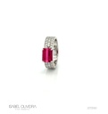 Anel Dedinho Reto Rubelita Octogonal 1,86CT 36 Brilhantes 0,61CT H VS2 4,28G Ouro Branco 18K - Coleçao Rubelita