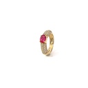 Anel Dedinho Rubelita Oval 0,83CT 5 Fileiras Pave 62 Brilhantes 0,61CT H SI1 4,15G Ouro Amarelo 18K - Coleçao Rubelita